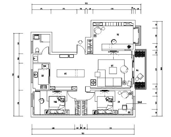 现代简约风格三居室住宅设计施工图（附效果图+模型）-1