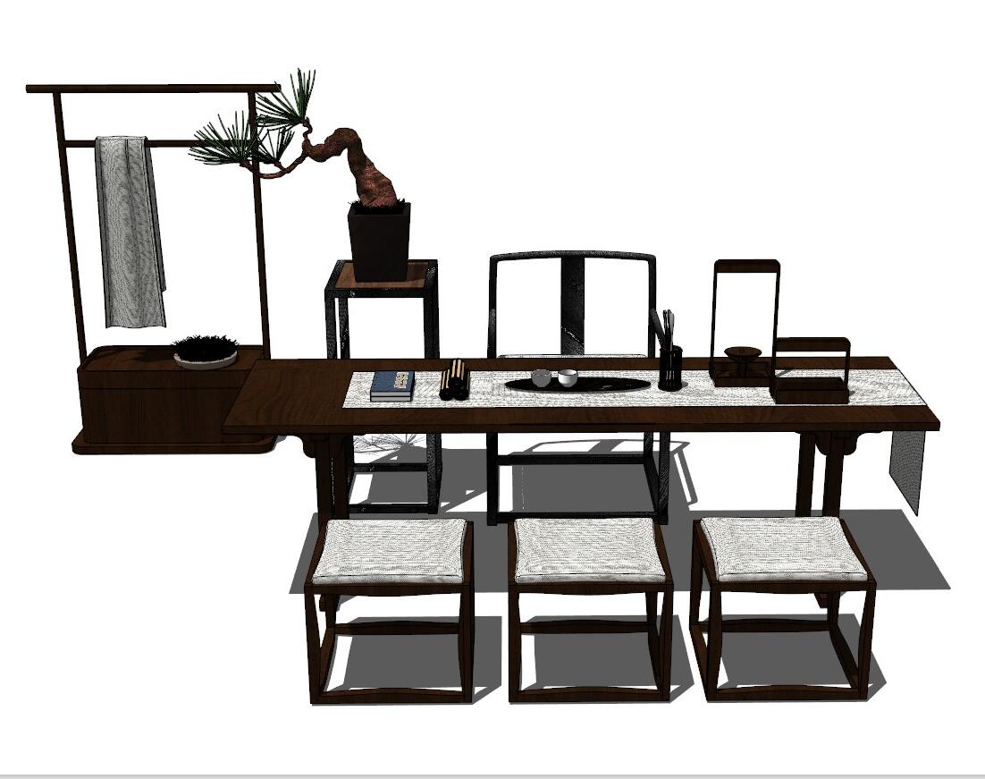 书桌茶桌 SU模型一 (3)-1