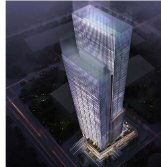 [广东]193米错层式玻璃幕墙办公楼建筑设计方案文本-1