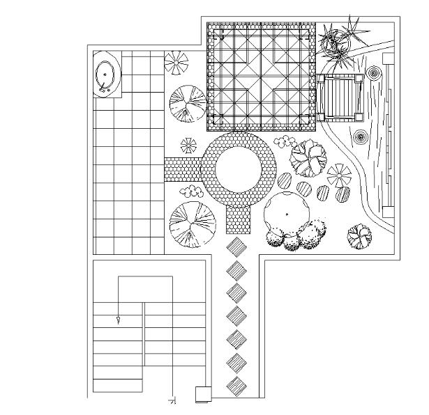 屋顶花园及庭院景观全套CAD施工图纸-1