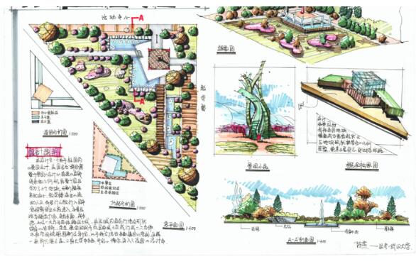 15套校园景观手绘快题设计方案-1