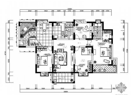 现代四室两厅设计图-1