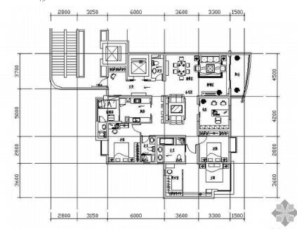 [上海]某住宅空间四居室装修图-1