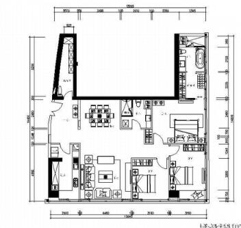 [北京]精装公寓楼标准层D型三居室样板房装修图-1