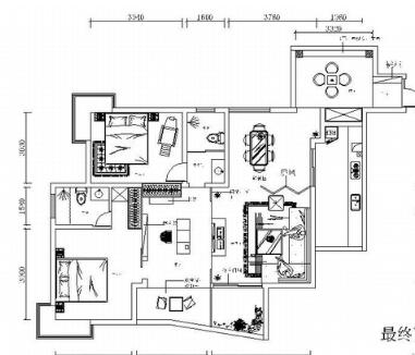 中式风格两居室设计方案-1