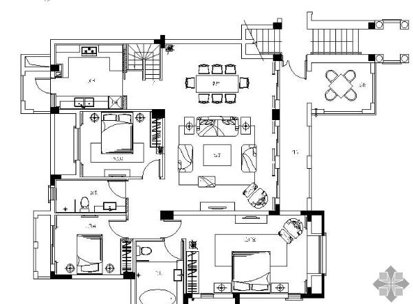 [成都]中西合壁风格示范户型施工图-1