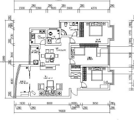 某三室两厅现代简约风格设计施工图-1