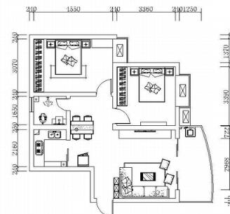 两居室设计方案（含3D文件及效果图）-1