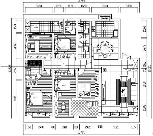 [湖南]200平五居装饰装修图-1