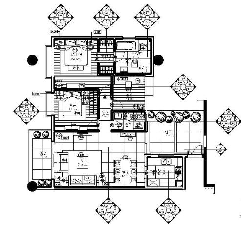 [广州]标准化样板房A户型三居室施工图-1