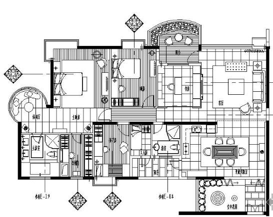 [珠海]典雅豪华风格示范户型四居室施工图-1