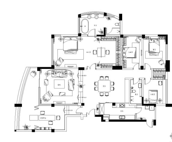 [武汉]特色四居样板房施工图-1