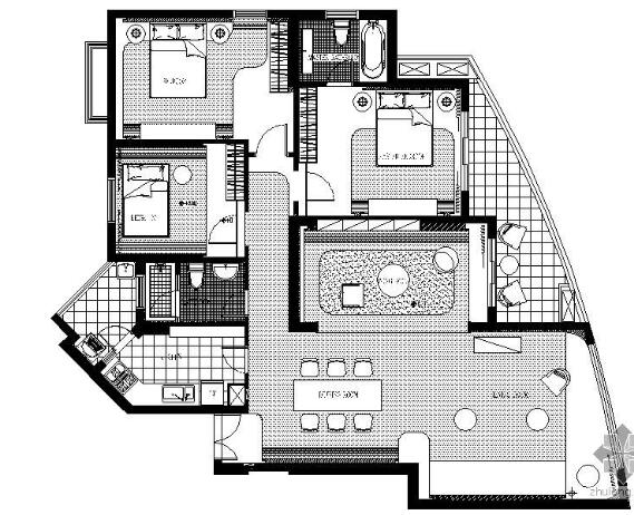 [福州]现代三居样板房施工图-1
