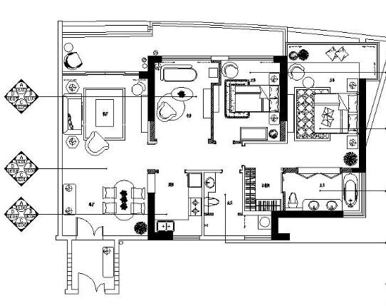 [三亚]某三居室样板间C1户型施工图（含效果）-1