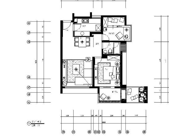 [深圳]某120㎡两居样板施工图-1