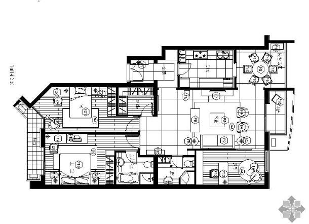 [北京]某高档三居室样板间C型施工图-1