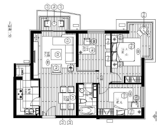 [北京]某高档三居室样板间B型施工图-1