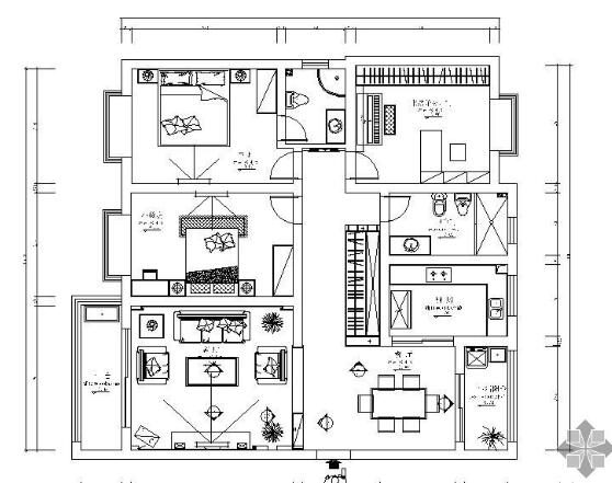 128㎡三室两厅装修图-1