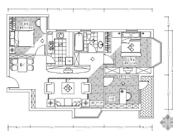 [深圳]98㎡三居室样板间施工图-1