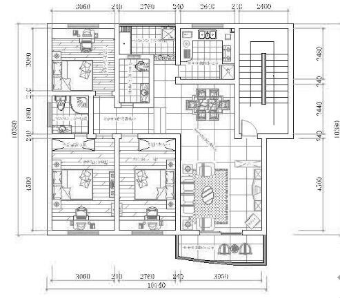 120㎡三室二厅装修图-1