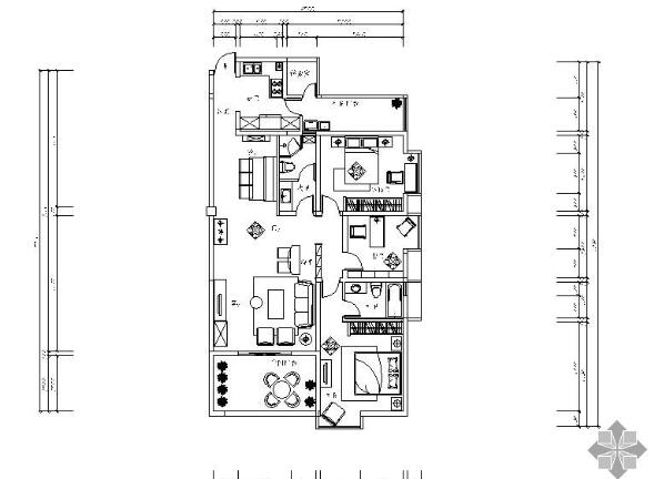 [贵州]某三室两厅设计施工图（含效果图）-1
