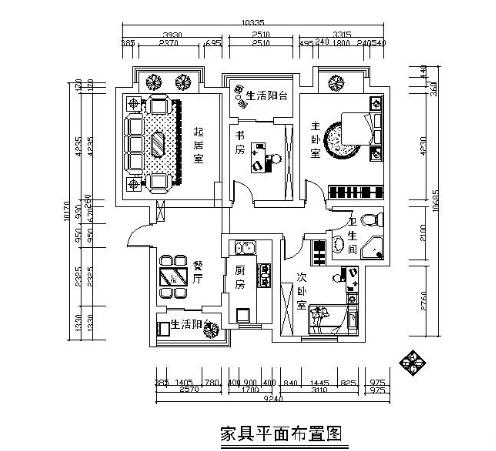 某三室二厅装修施工图-1