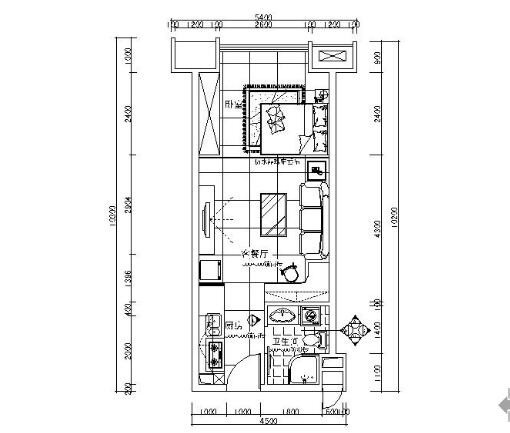 现代一居室单身公寓设计方案图-1