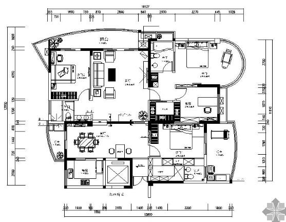 新中式四居室内装修图-1