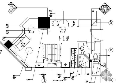 [上海]某国际公寓样板房F1型装修图-1