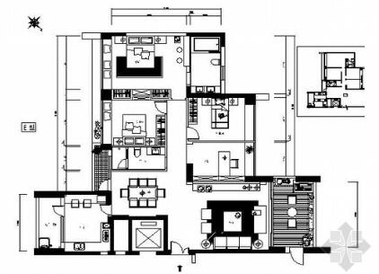 [深圳]现代四居样板房施工图-1