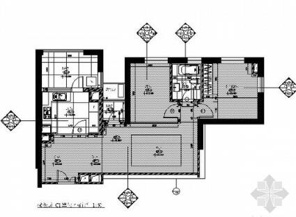 [上海]某现代两居样板房C1户型装修图-1