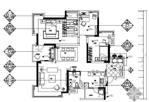 [重庆]三室两厅样板间施工图(含实景)-1