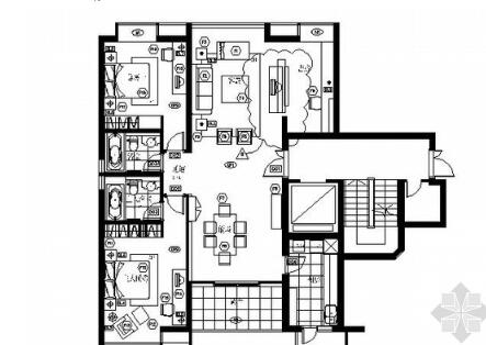 [上海]现代经典样三居样板房施工图（含实景）-1