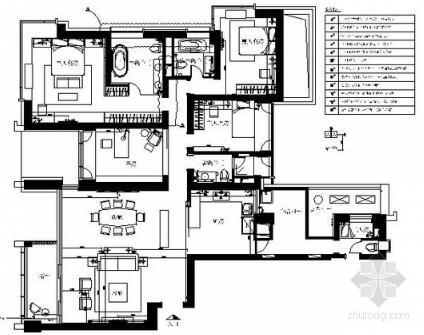 [杭州]现代四居样板房D3型施工图-1