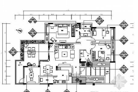 [重庆]现代四居样板房F2型施工图-1