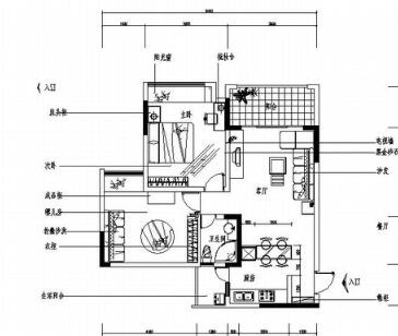 [重庆]两居室精装样板房室内施工图-1