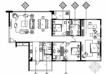 [无锡]现代中式风格三居样板房施工图（含家具图）-1