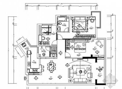 现代中式3室2厅2卫室内装修图（含效果）-1