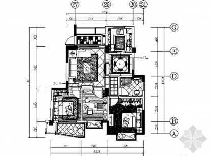 [广州]三室两厅西式样板房施工图（含物料表）-1