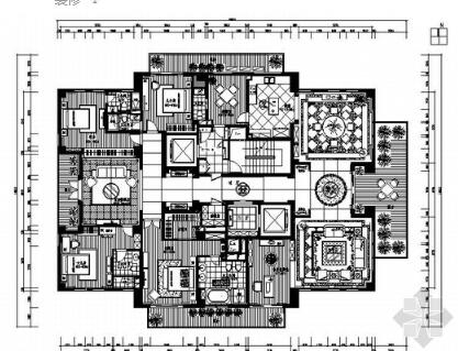 高端公寓五居室装饰施工图-1