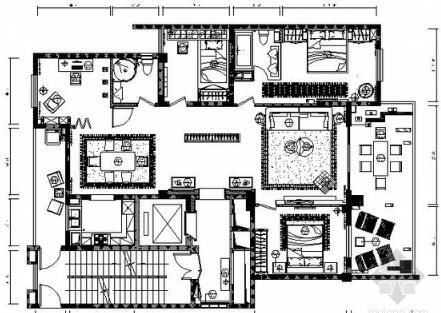 [福州]淡装绸裹主题三居室名师样板房施工图-1