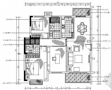 精品F户型三居室样板间施工图（含效果）-1