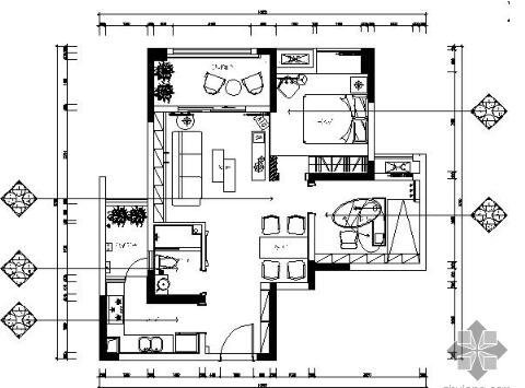 [重庆]现代风格两居样板房施工图（含效果）-1