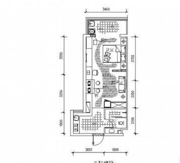 绿色清新一居室公寓装修图（含效果）-1