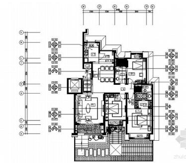 [山东]精装样板房三居室I户型室内装修图-1