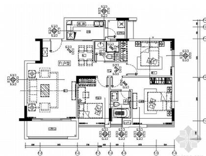 [广东]佛山某高档小区F1户型三居室装修图-1