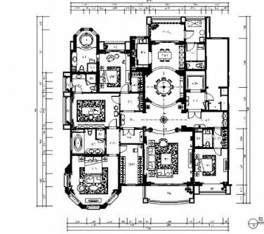 [西安]某大户型欧陆风格五居室室内装修施工图（含效果）-1