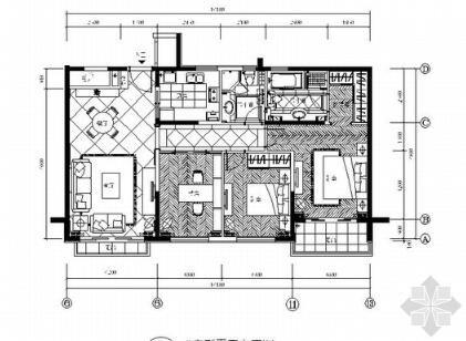 [厦门]某三室两厅样板房室内装修施工图-1