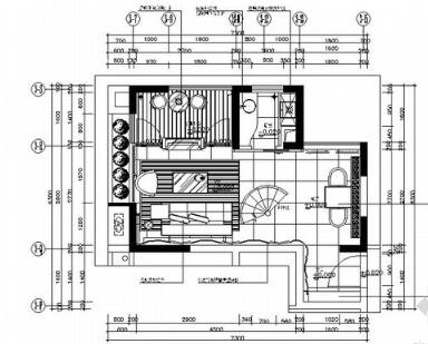 [广东]某现代风格复式样板房室内装修施工图（含效果）-1