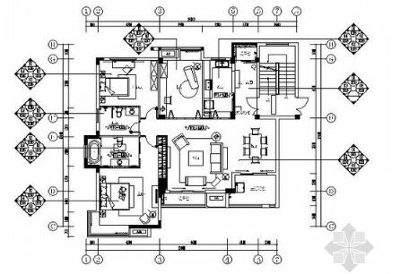 [武汉]田园风三居样板房施工图（含示意图）-1